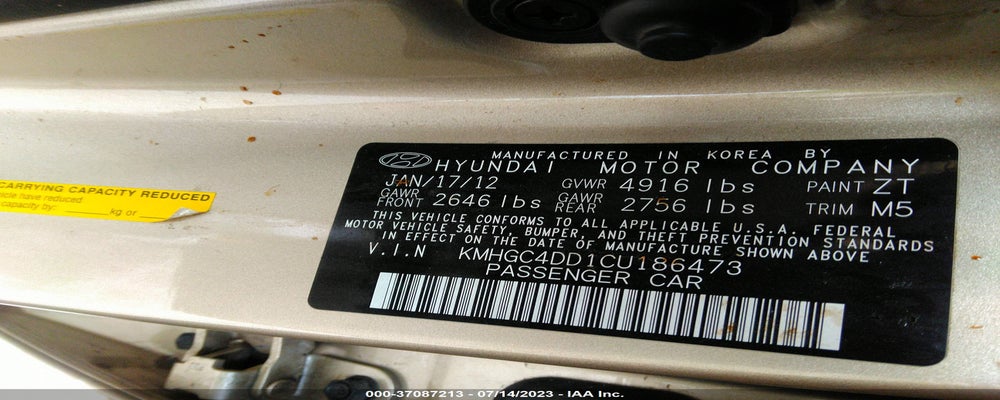 KMHGC4DD1CU186473 2012 HYUNDAI GENESIS photo no. 9
