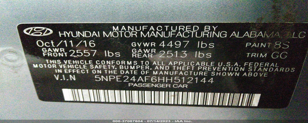 5NPE24AF6HH512144 2017 HYUNDAI SONATA photo no. 9