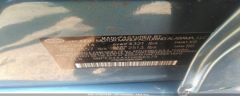 5NPE24AAXFH066579 2015 HYUNDAI SONATA photo no. 9