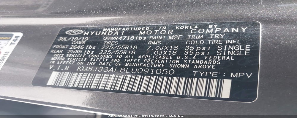 KM8J33AL8LU091050 2020 HYUNDAI TUCSON photo no. 9