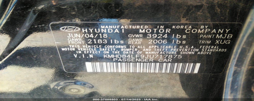 KMHD84LF9JU717875 2018 HYUNDAI ELANTRA photo no. 9