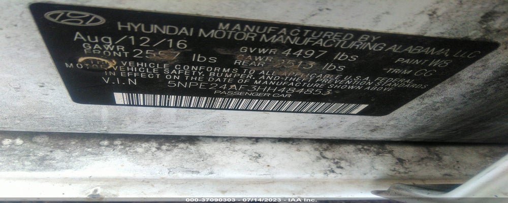 5NPE24AF3HH484853 2017 HYUNDAI SONATA photo no. 9