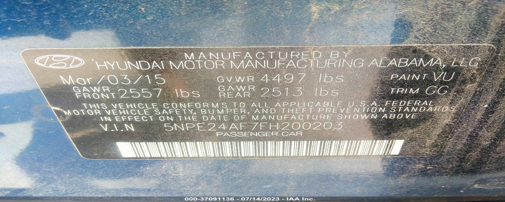 5NPE24AF7FH200203 2015 HYUNDAI SONATA photo no. 9