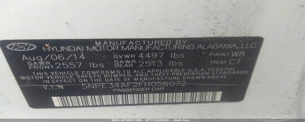 5NPE34AF2FH056072 2015 HYUNDAI SONATA photo no. 9