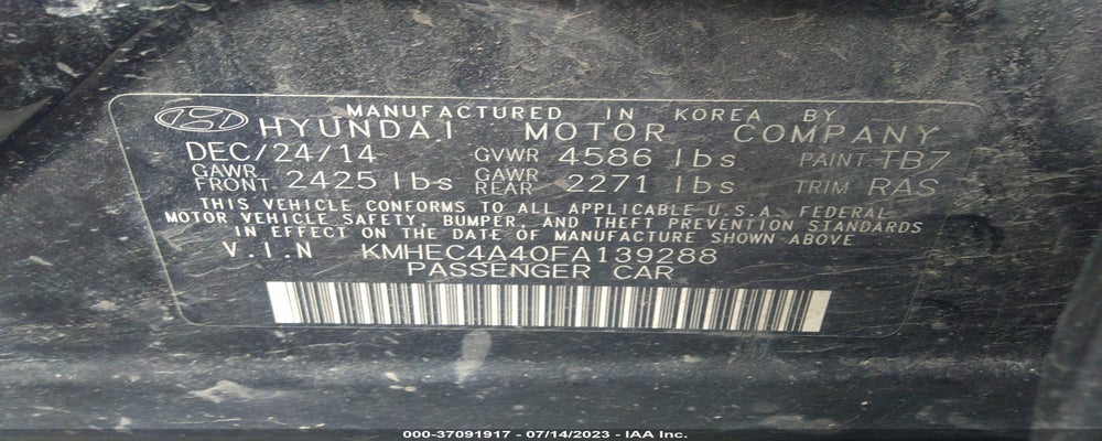 KMHEC4A40FA139288 2015 HYUNDAI SONATA HYBRID photo no. 9