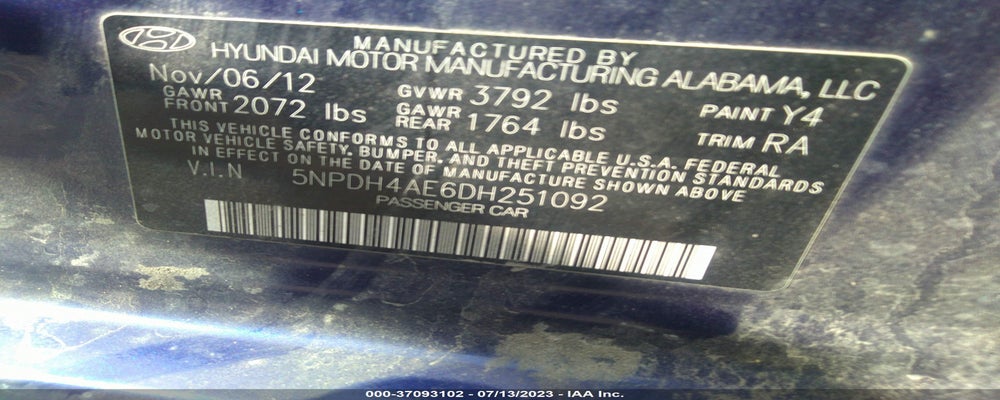 5NPDH4AE6DH251092 2013 HYUNDAI ELANTRA photo no. 9