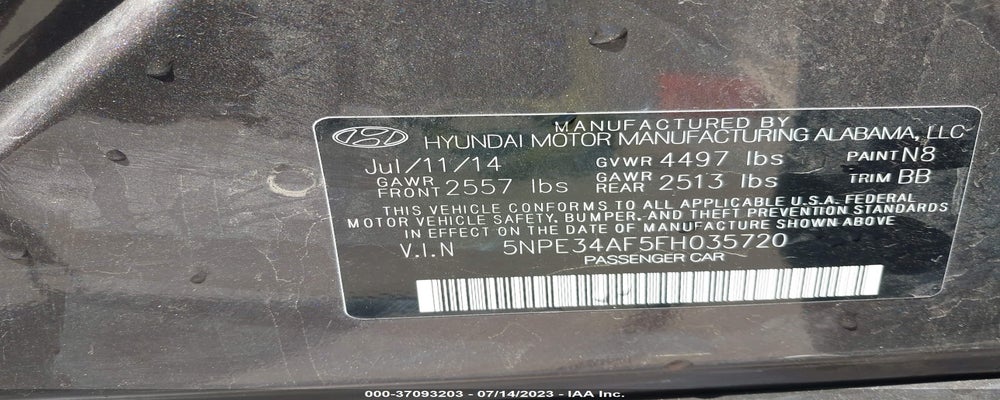 5NPE34AF5FH035720 2015 HYUNDAI SONATA photo no. 9