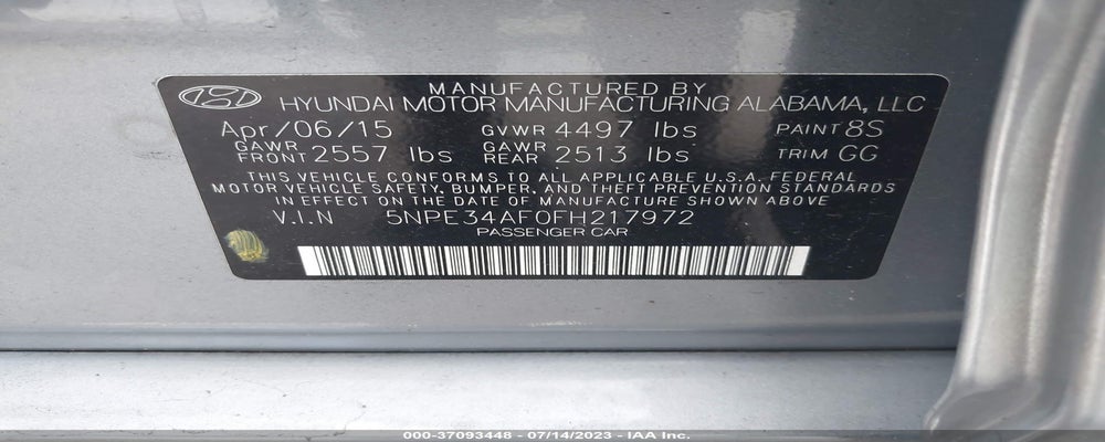 5NPE34AF0FH217972 2015 HYUNDAI SONATA photo no. 9