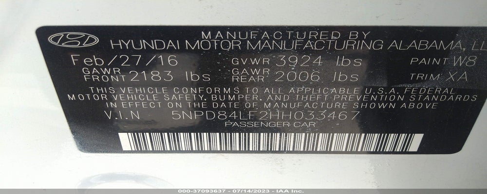 5NPD84LF2HH033467 2017 HYUNDAI ELANTRA photo no. 9