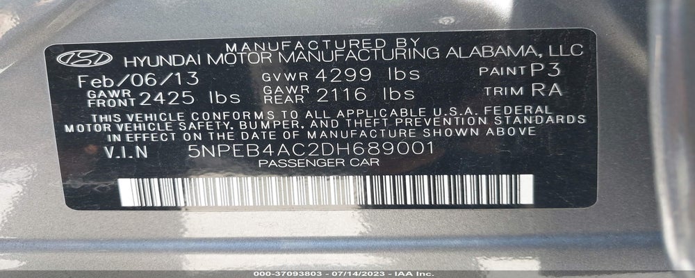 5NPEB4AC2DH689001 2013 HYUNDAI SONATA photo no. 9