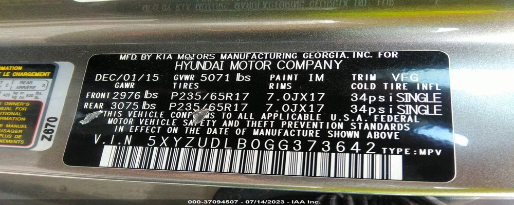 5XYZUDLB0GG373642 2016 HYUNDAI SANTA FE SPORT photo no. 9