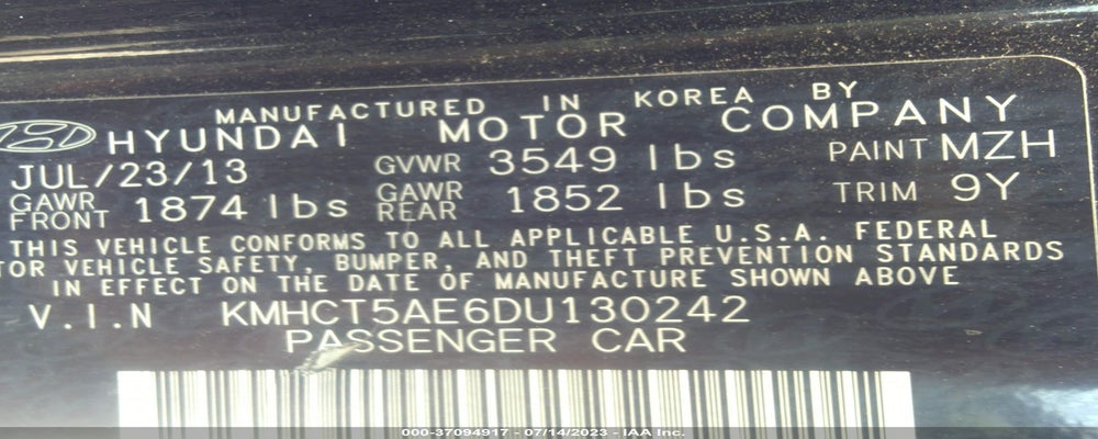 KMHCT5AE6DU130242 2013 HYUNDAI ACCENT photo no. 9