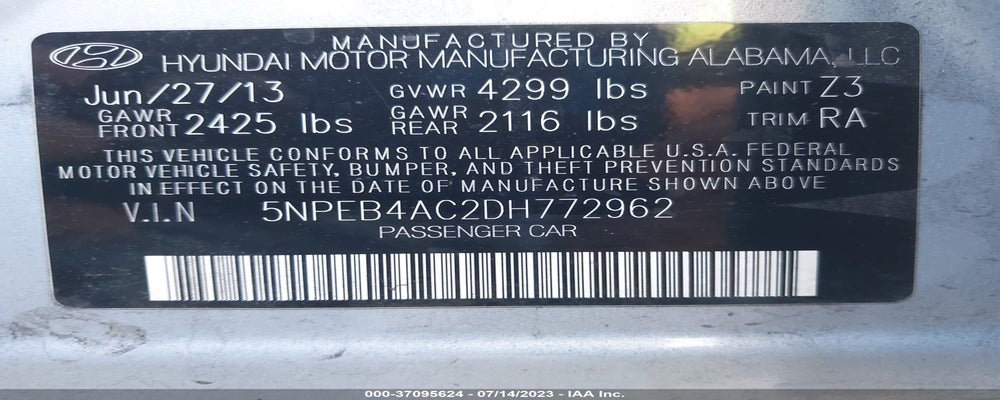 5NPEB4AC2DH772962 2013 HYUNDAI SONATA photo no. 9