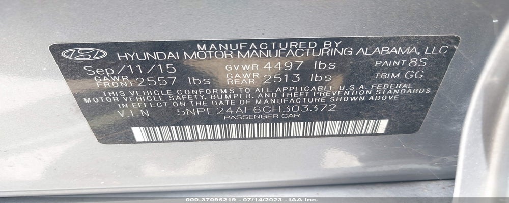 5NPE24AF6GH303372 2016 HYUNDAI SONATA photo no. 9