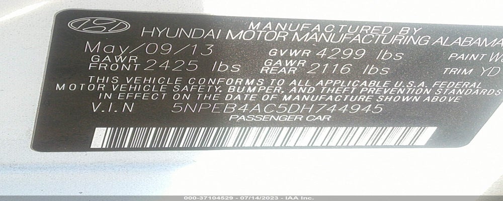 5NPEB4AC5DH744945 2013 HYUNDAI SONATA photo no. 9