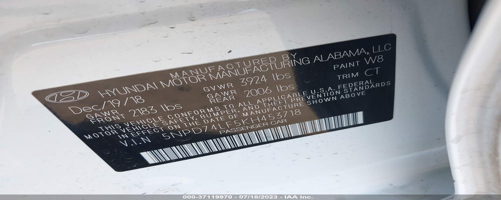 5NPD74LF5KH453718 2019 HYUNDAI ELANTRA photo no. 9