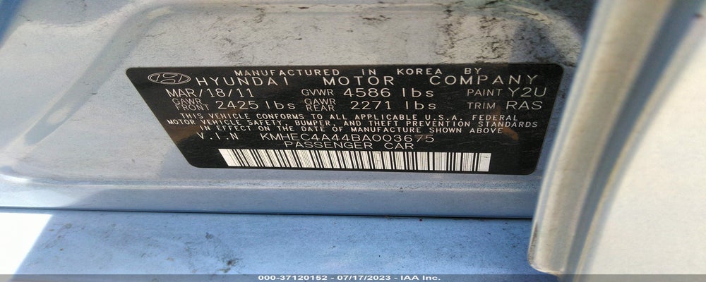 KMHEC4A44BA003675 2011 HYUNDAI SONATA photo no. 9