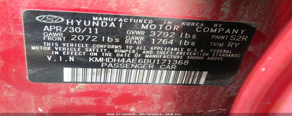 KMHDH4AE6BU171368 2011 HYUNDAI ELANTRA photo no. 9