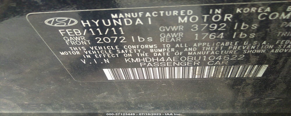 KMHDH4AE0BU104622 2011 HYUNDAI ELANTRA photo no. 9