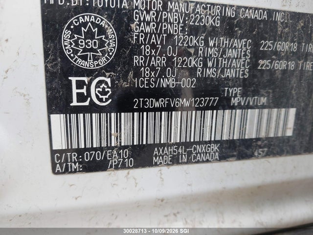 Auction sale of the 2021 Toyota Rav4 Limited, vin: 2T3DWRFV6MW123777, lot number: 30028713
