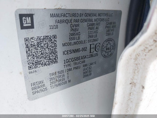 1GCGSBEA5K1186105 Chevrolet lcv - spark ignited direct injection, variable valve timing, dcvcp, e85 max, e0-e100, alum