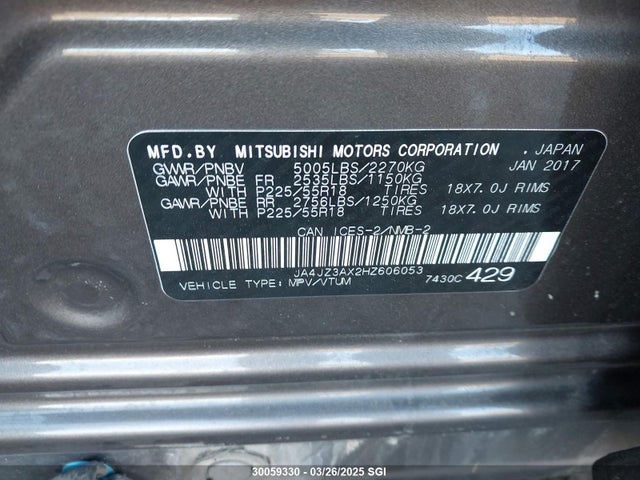 JA4JZ3AX2HZ606053 Mitsubishi 3.0 sohc mivec