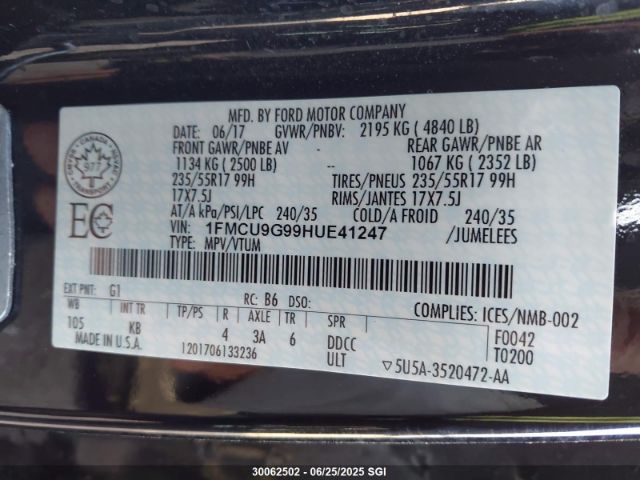 1FMCU9G99HUE41247 Ford 2017