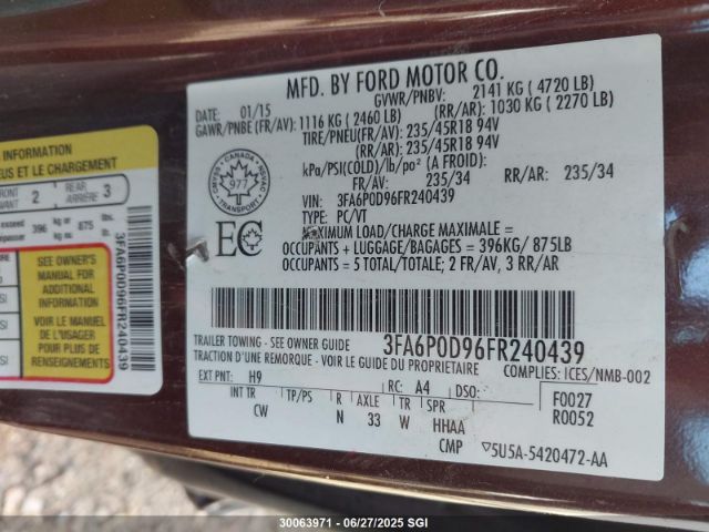 3FA6P0D96FR240439 Ford 2015