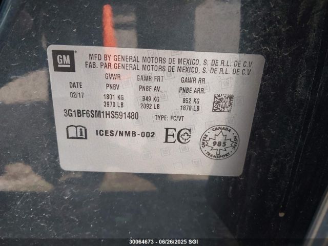 3G1BF6SM1HS591480 Chevrolet le2 -di: direct injection, vvt: variable valve timing, gen, alum