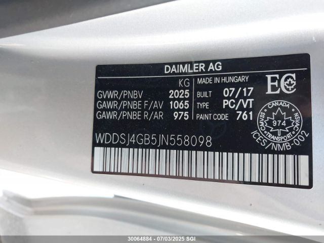 WDDSJ4GB5JN558098 Mercedes-Benz 2018