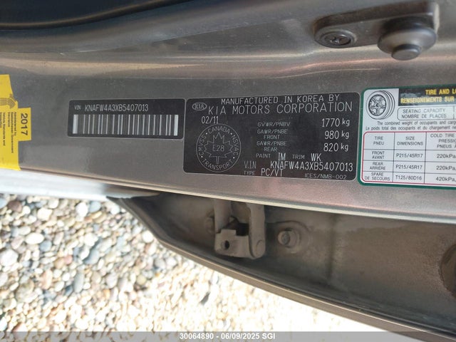 2011 Kia Forte Sx მანქანა იყიდება აუქციონზე, vin: KNAFW4A3XB5407013, აუქციონის ნომერი: 30064890