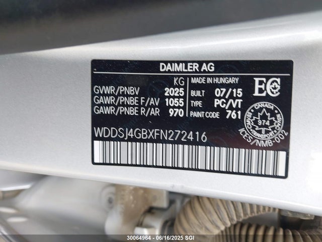 WDDSJ4GBXFN272416 Mercedes-Benz CLA 250 4MATIC