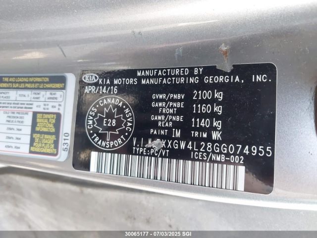 5XXGW4L28GG074955 KIA t-gdi theta ii
