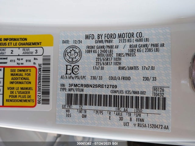 3FMCR9BN2SRE12709 Ford dragon