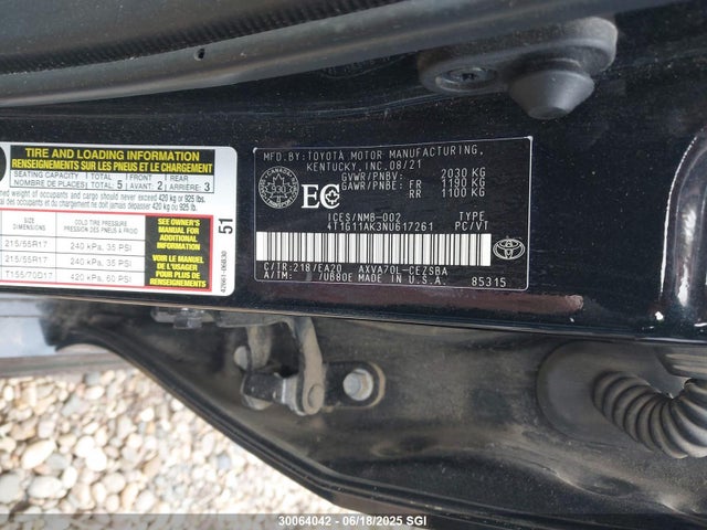 4T1G11AK3NU617261 Toyota a25a-fks