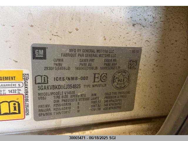 5GAKVBKD8EJ354826 Buick llt