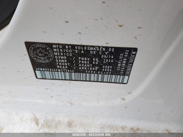 Aukcja sprzedaży 2015 Volkswagen Jetta Se, vin: 3VWB07AJ5FM213912, numer aukcji: 30063528