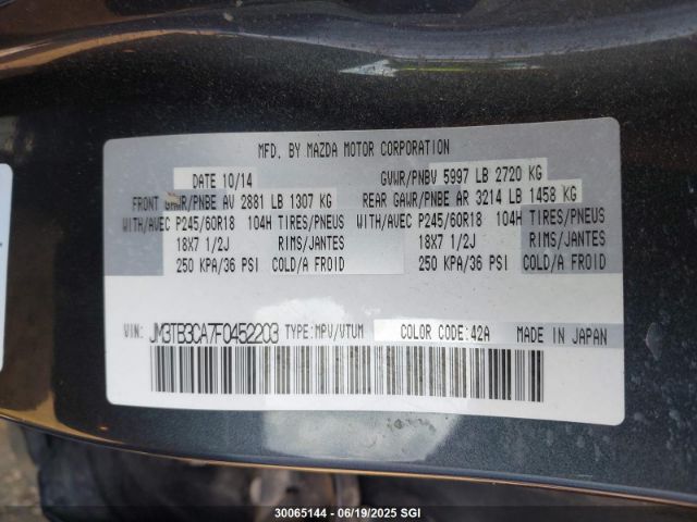JM3TB3CA7F0452203 Mazda cav federal/canada