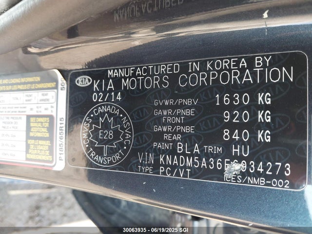 KNADM5A36E6934273 KIA dohc gamma