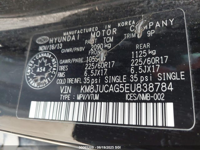KM8JUCAG5EU838784 Hyundai gdi theta ii