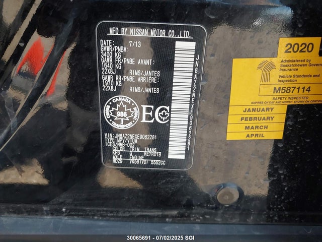 JN8AZ2NEXE9062281 Infiniti 2014