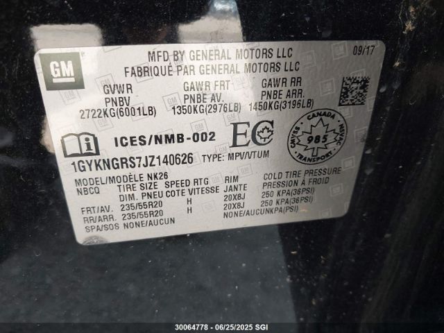 1GYKNGRS7JZ140626 Cadillac lgx - direct injection, variable valve timing, alum, gen 2