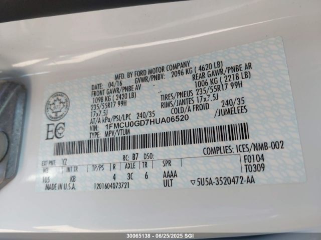 1FMCU0GD7HUA06520 Ford gtdi sigma w/premium fuel