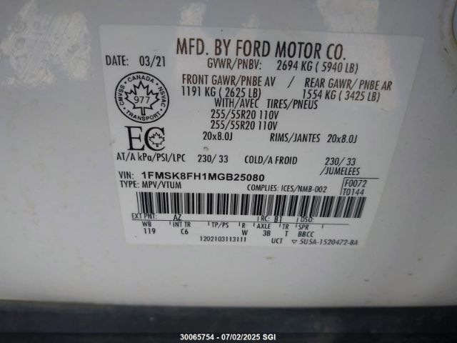 1FMSK8FH1MGB25080 Ford 2021
