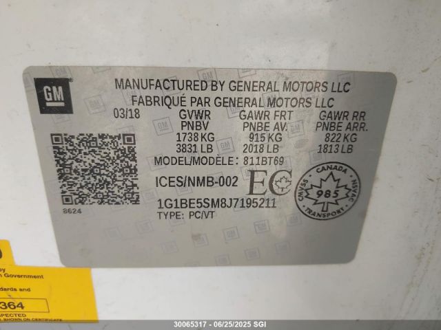 1G1BE5SM8J7195211 Chevrolet le2 -di: direct injection, vvt: variable valve timing, gen, alum
