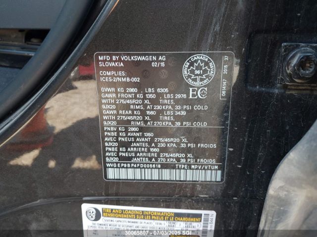 WVGEP9BP4FD005618 Volkswagen 2015