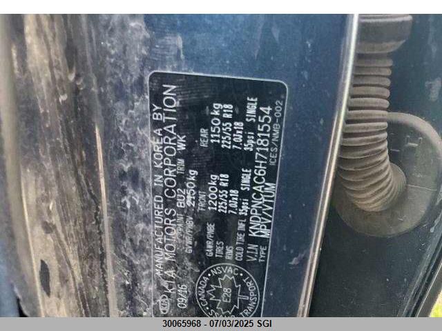 KNDPNCAC6H7181554 KIA gdi theta ii