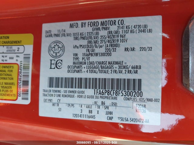 Ford Mustang 2015 1FA6P8CF8F5300200 Image 9