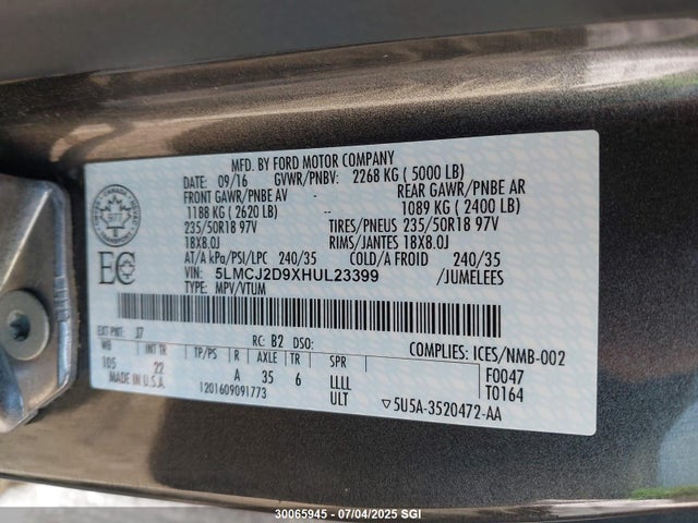 Lincoln 2.0l ecoboost 2017 5LMCJ2D9XHUL23399 Image 9