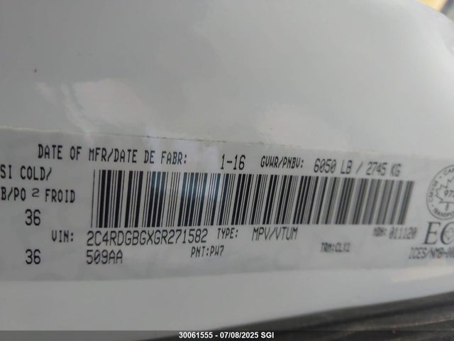 2C4RDGBGXGR271582 Dodge Grand Caravan